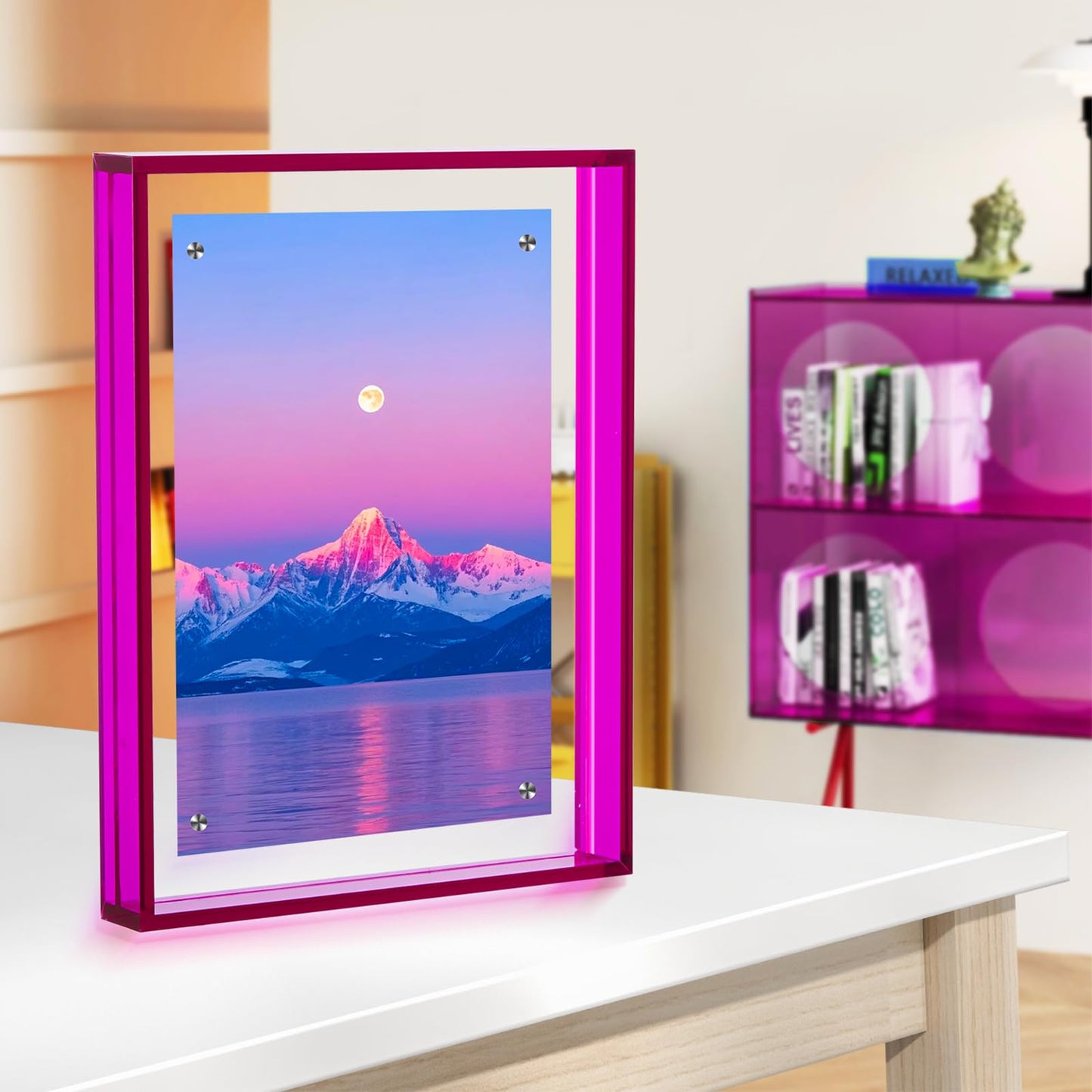 TWING 8x10 Picture Frame, Acrylic Photo Frame Self Standing Magnetic Color Floating Picture Frame Use as 8x10, 8x8, 6x8-Horizontal and Vertical Formats for Wall and Tabletop Display, Purple, 1 Pack