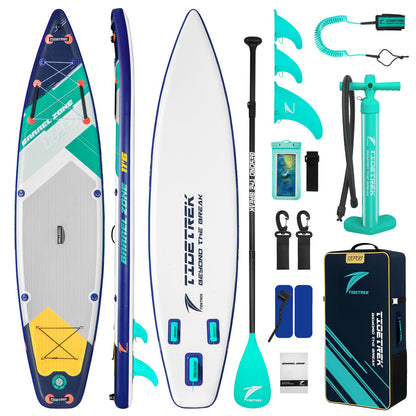 TIDETREK 11'6" Inflatable Stand Up Paddle Boards, Premium SUP Accessories, Non-Slip Comfort Deck for Youth & Adults (Ocean Sunrise)