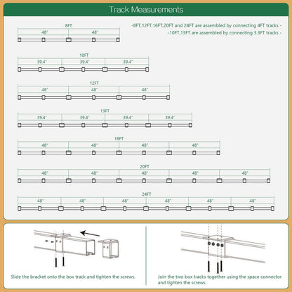 DIYHD 16FT Ceiling Mount Outdoor Double Sliding Barn Door Hardware,Heavy Duty Box Track Kit for Exterior Use,Max Load 300lbs,Fit 2 X48 in Doors (Hardware Only,No Door)