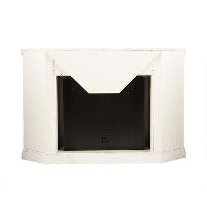 SEI Furniture Claremont Corner Convertible Electric Fireplace with Storage, New Ivory