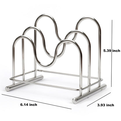 LENITH 304 Stainless Steel Wire Cutting Board Holder, Cutting Board Rack Organizer Kitchen with 2 Sectional