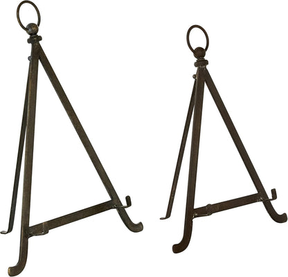 Deco 79 Metal Tabletop Display Easel with Foldable Stand, Set of 2, 13", 15"H, Bronze