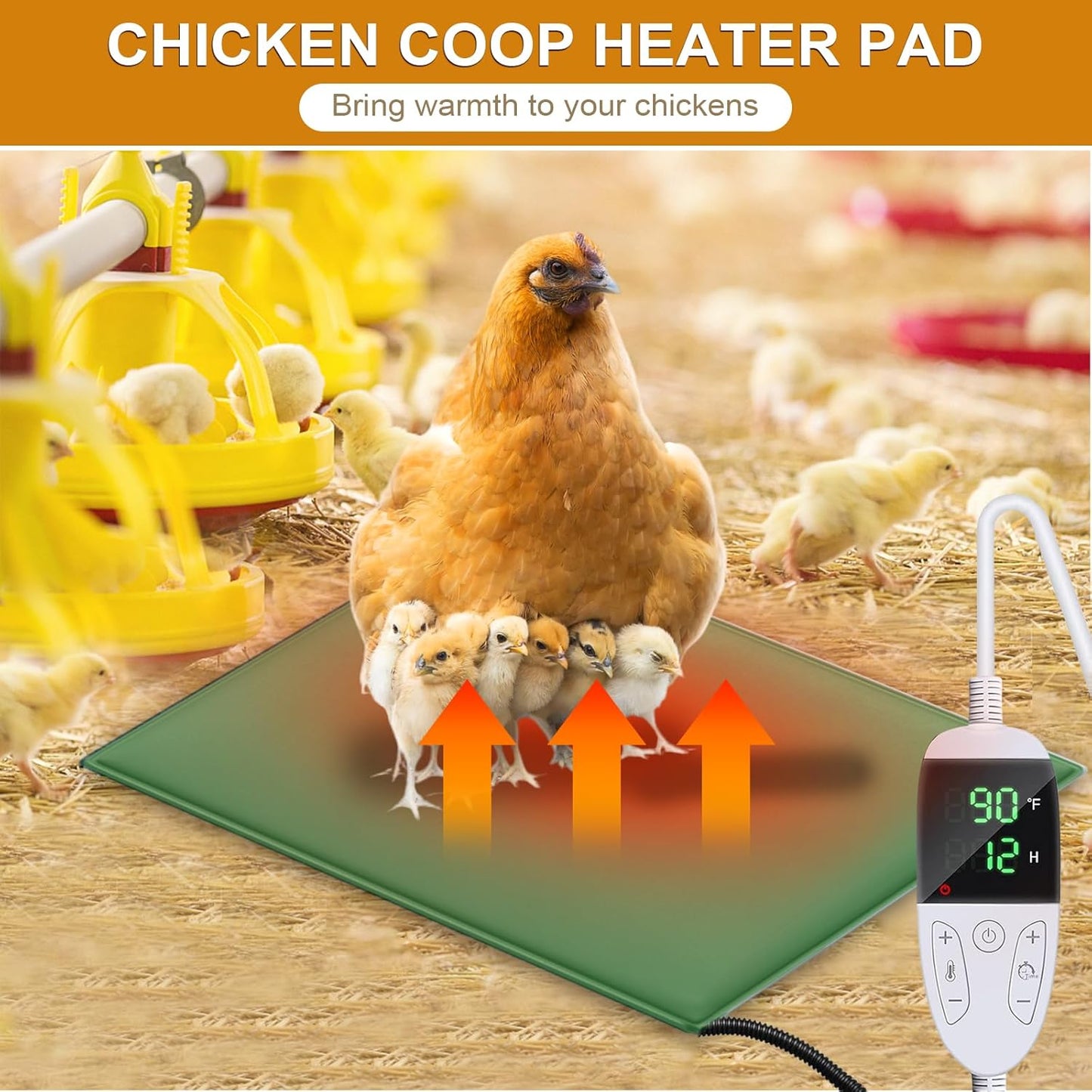 15.7 23.6 Chicken Heating Pad Chick Brooder Pad Poultry Heated Mat Adjustable Digital Thermostat Brood Heater Blanket