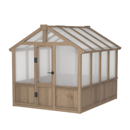 BlueWish 6x8FT Greenhouse, 6mm Polycarbonate Greenhouses with Cedar Frame, Wood Greenhouse with Adjustable Vent, Green House for Outside, Garden, Backyard
