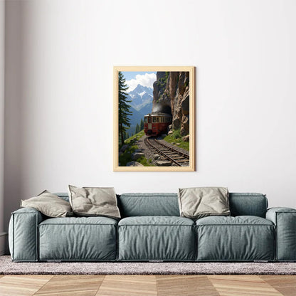 PUAGEMTI Mountain Train Scenic Tunnel View Diamond Art Kits for Adults, 5D DIY Full Drill Diamond Painting Kits for Adults Beginners, 12x16 in Diamond Painting Kit for Wall Home Decor (No Frame)