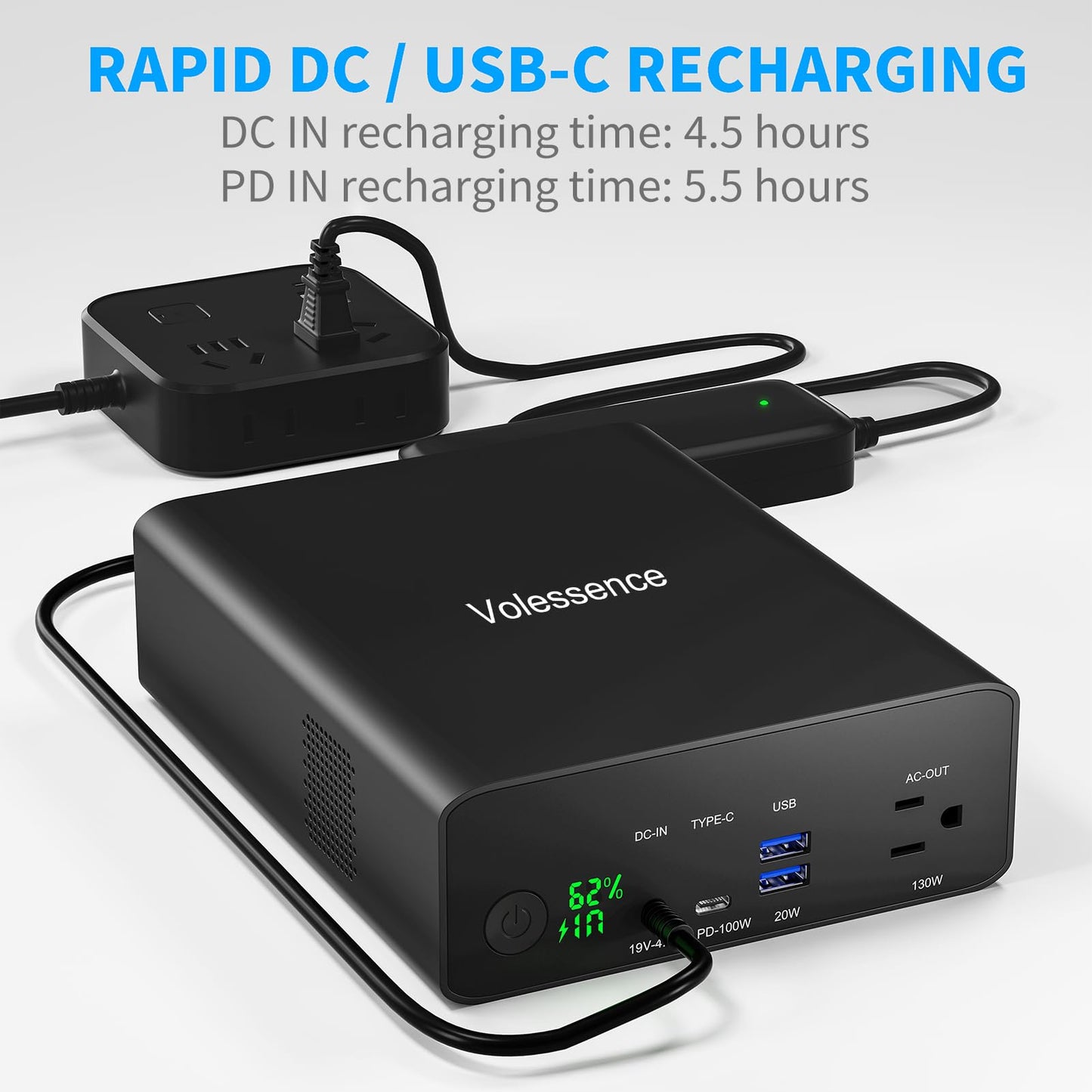 Portable Power Bank with AC Outlet 130W, Rechargeable Backup Lithium Polymer Battery Pack 80000mAh/296Wh High Capacity with USB C Output 100W Power Station for Outdoor Travel Camping Home Emergency