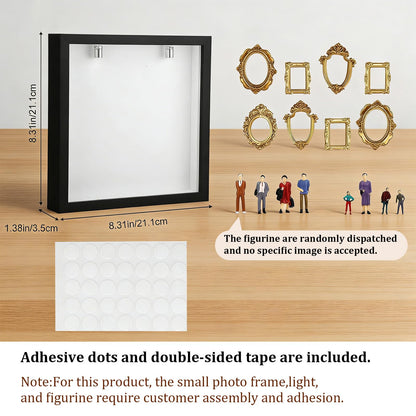 DIY Silhouette Shadow Box Frame Kit,Mini Frames for Shadow Box with Figurines and Small Bulb, Museum of us-Custom Memory Collage Frame for Pictures, Crafts & Home Decor Gift (Black)