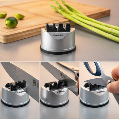 SHARPAL 191H Knife Scissors Sharpener | Repairs, Restores & Sharpens Straight, Serrated & Kitchen Knives – Versatile Sharpening Tool for Blades Mothers Day Gifts