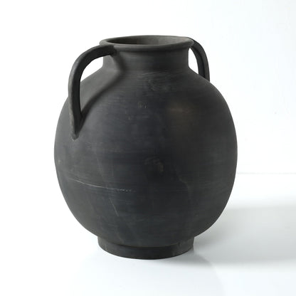 Approx.14 Earthy Gray Pottery Vase with Two Decorative Handles