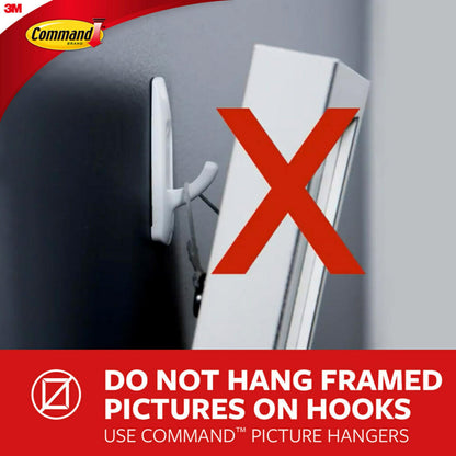 Command Medium Brushed Nickel Hooks, 2 Wall Hooks and 4 Command Strips, Damage-Free Hanging with Adhesive, No Tools Hanging Home and Room Decor, Holds up to 3 lb