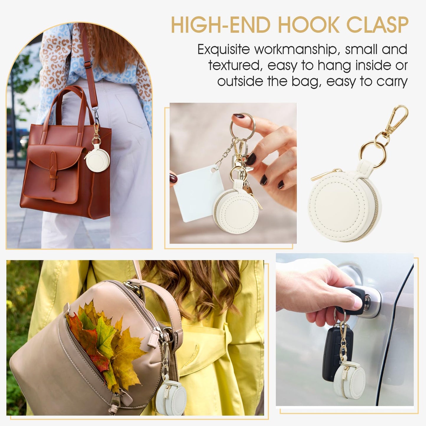AUUTI Portable Ring Keychain Holder - White Jewelry Holder