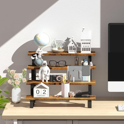 ELITEROO Wooden Display Riser Stand, Tiered Perfume and Cologne Organizer Stand, 4 Tier Spice Rack Organizer, Tabletop Display Shelf for Retail Vendor Events Craft Show Tumbler Candles, Straight