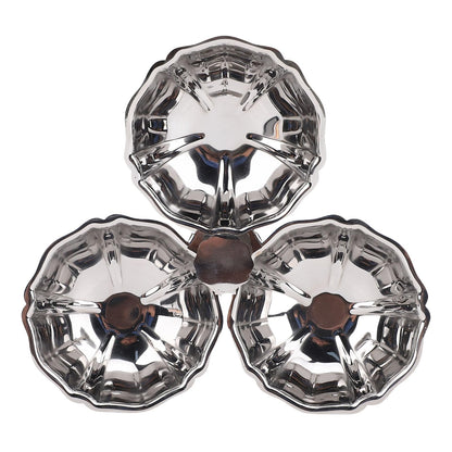 Nurnesy Stainless Steel 3 In 1 Serving Plate with Fruit Bowl, Snack Plate for Home Kitchen Party, Reusable Dessert Plates for Quick Cleanup, Ideal Present for Housewarming Parties