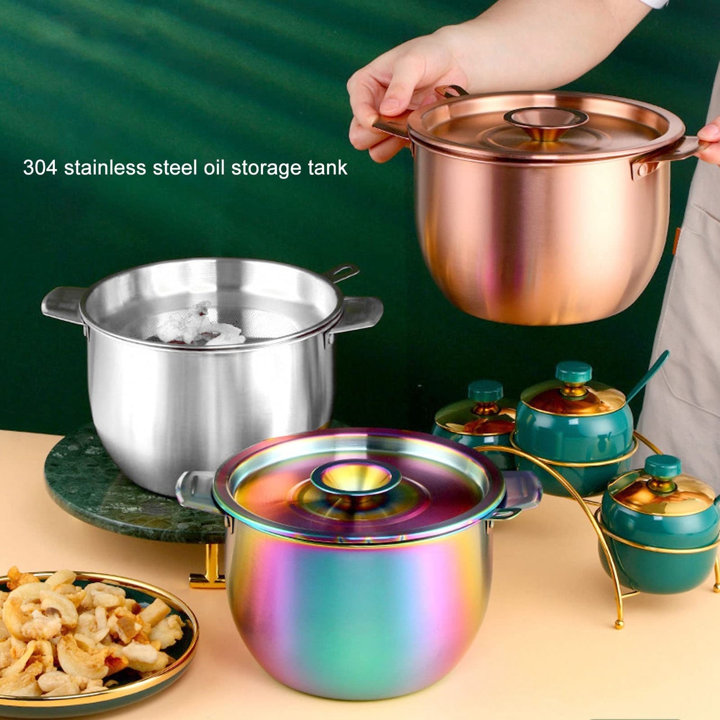 Sunicon Stainless Steel Oil Filter Pot, 2.8 L Bacon Grease Saver Container with Fine Mesh Strainer Cooking Oil Keeper Grease Fat Storage Filter Container for Kitchen and Camping
