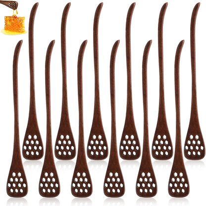 12 Pack 7'' Cididu Wood Honey Dipper, Honey Spoon Sticks, Honey Mixing Stirrers for Tea Coffee, Honey Comb Sticks