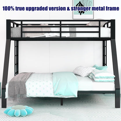 LEEKAF Stronger & Higher Quality Heavy Duty Bunk Bed Twin XL Over Queen Size Bunkbed, Thickened Safer More Stable Steel Metal Queen Bunk Bed (Faster Assembly) (Twin XL Over Queen)