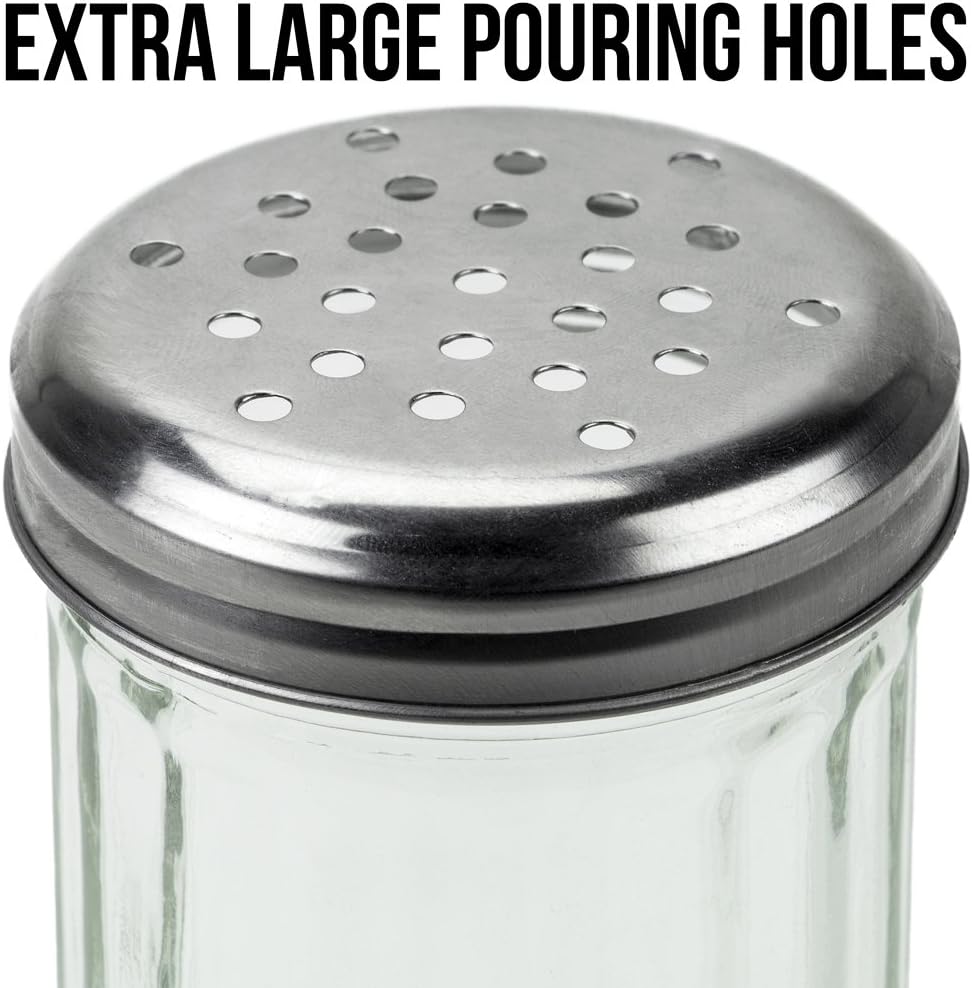 1 Pack 12oz. of Spice & Cheese Shaker|Glass Jar, Metal Lid & Extra Large Holes for Parmesan & Spices by Back of House
