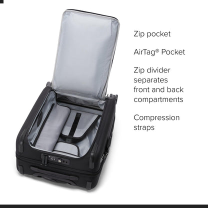 TUMI - Alpha Large Dual Access Expandable 4-Wheeled Carry-On Luggage - Zipper Expansion - Durable and Lightweight Travel Suitcase - TSA Lock Tracer - Black