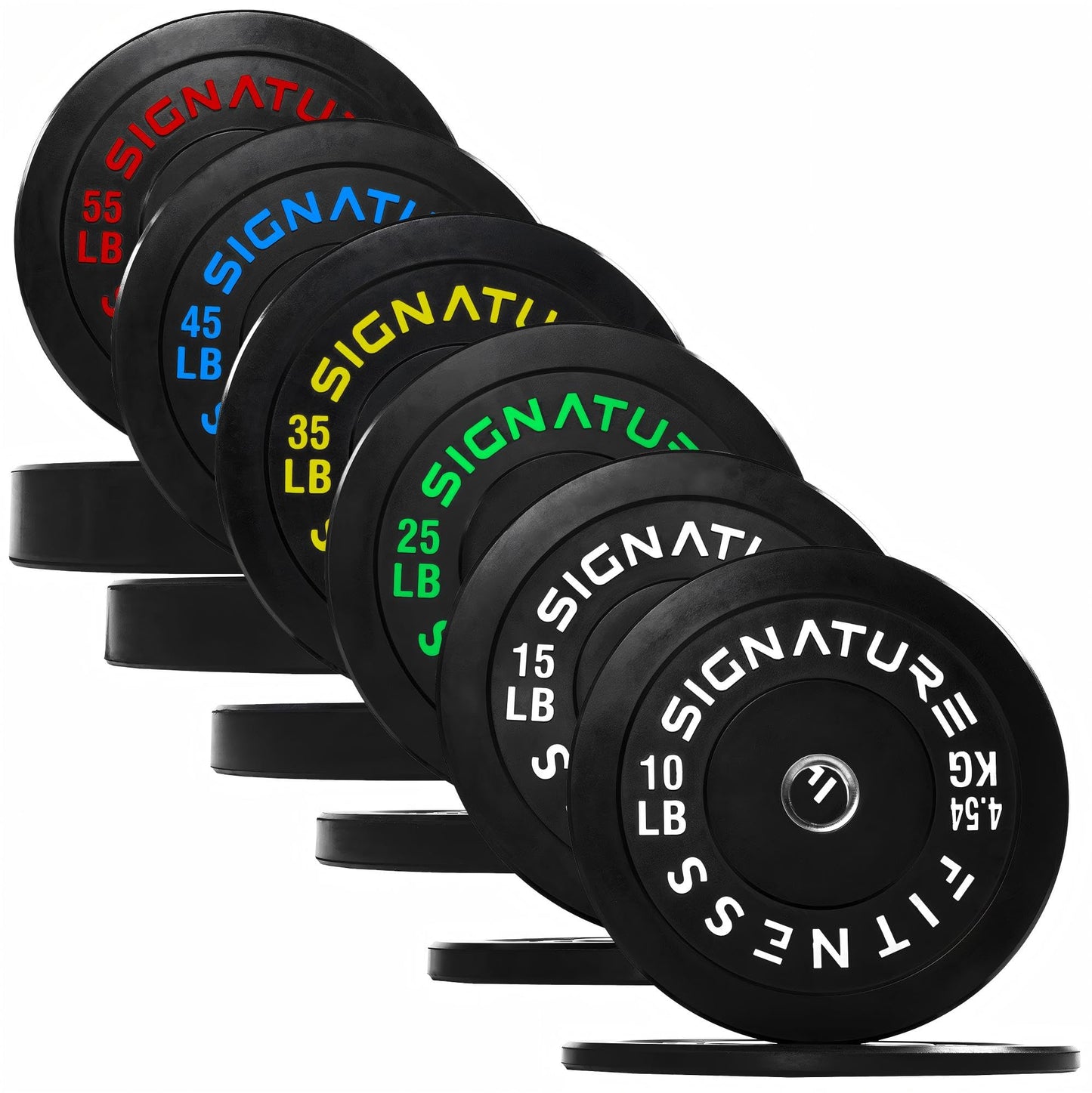 Fitvids 2" Olympic Bumper Weight Plates Set for Barbell – 370LB Set (10/15/25/35/45/55 Pair) – Colored