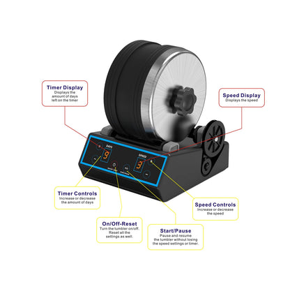 AliKids 3.5LB Professional Rock Tumbler Kit, 3 Speed Settings & Digital 9-Day Timer, Rough Gemstones, 4 Polishing Grits