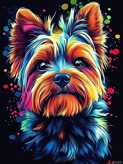 WXQZHF Yorkie Diamond Art Painting Kits, Cute Animals 5D Sparkling Diamond Painting Kit for Adults Beginners Home Wall Decor DIY Gift Drill Round Art Gems 12x16 inch