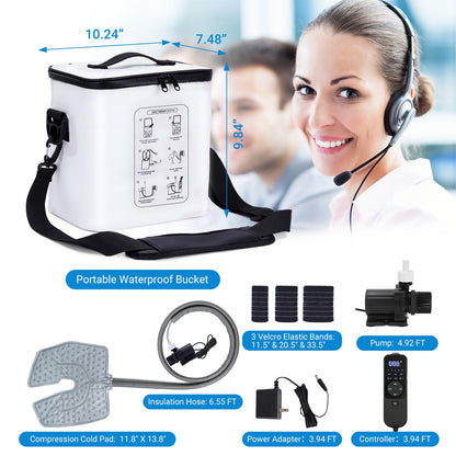 Ice Machine for Knee After Surgery - Programmable Timer Cold Therapy Machine, Portable, Quiet Pump, 12H Cooling, Knee Replacement Recovery System, Cryotherapy Pain Relief & Swelling, ACL Recovery