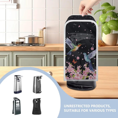 Electric Can Opener Dust Cover, Anti-Fingerprint Polyester Stain Resistant Cover with Floral Hummingbird Design