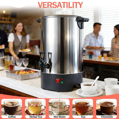 Large Commercial Coffee Urn 160 Cup Percolate Coffee Maker Stainless Steel Hot Beverage Dispenser with Cool-Touch Handles, Quick Brewing for Catering, Business, Church, Restaurant, Wedding, Gathering