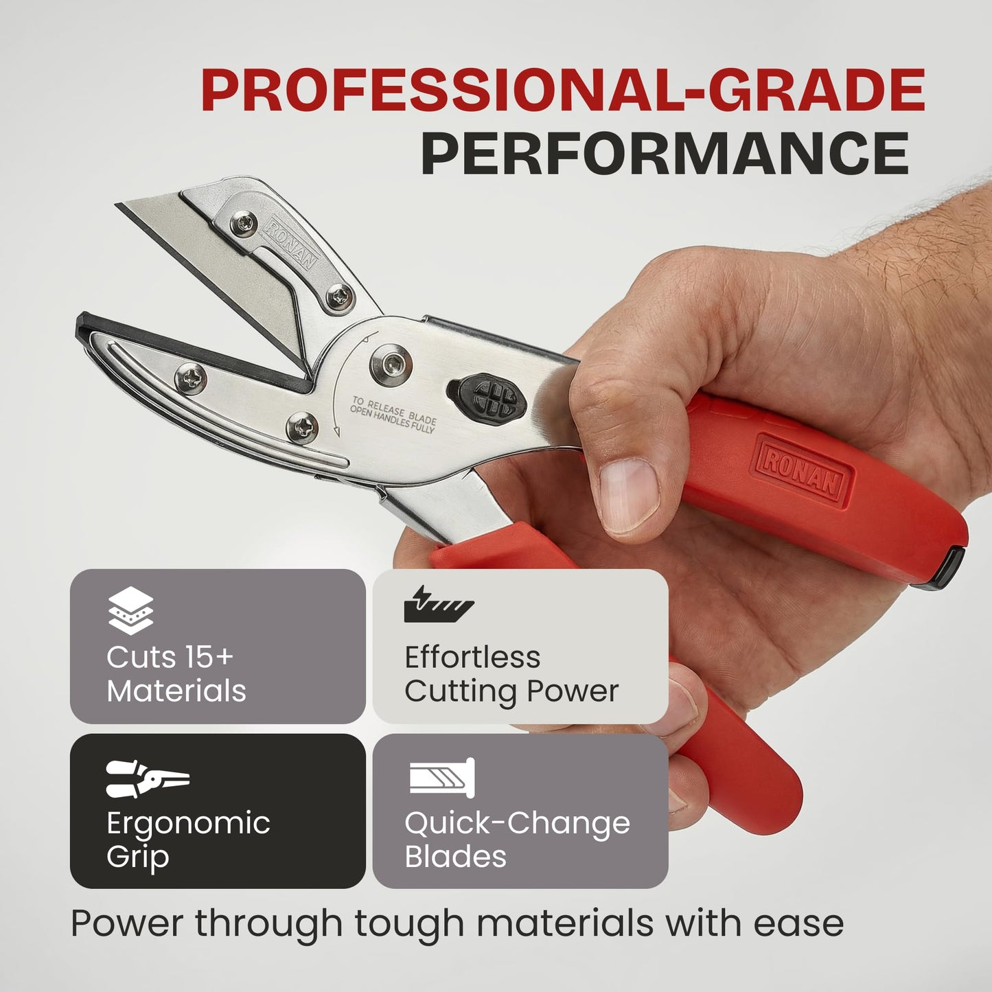 RONAN Multi-Cut Quick Change Utility Cutter, Razor Sharp Multipurpose Cutting Tool Cuts Cable, Wood, Carpet, Laminate Tile, Vinyl, Rubber, Shrubs, For Professionals and DIY