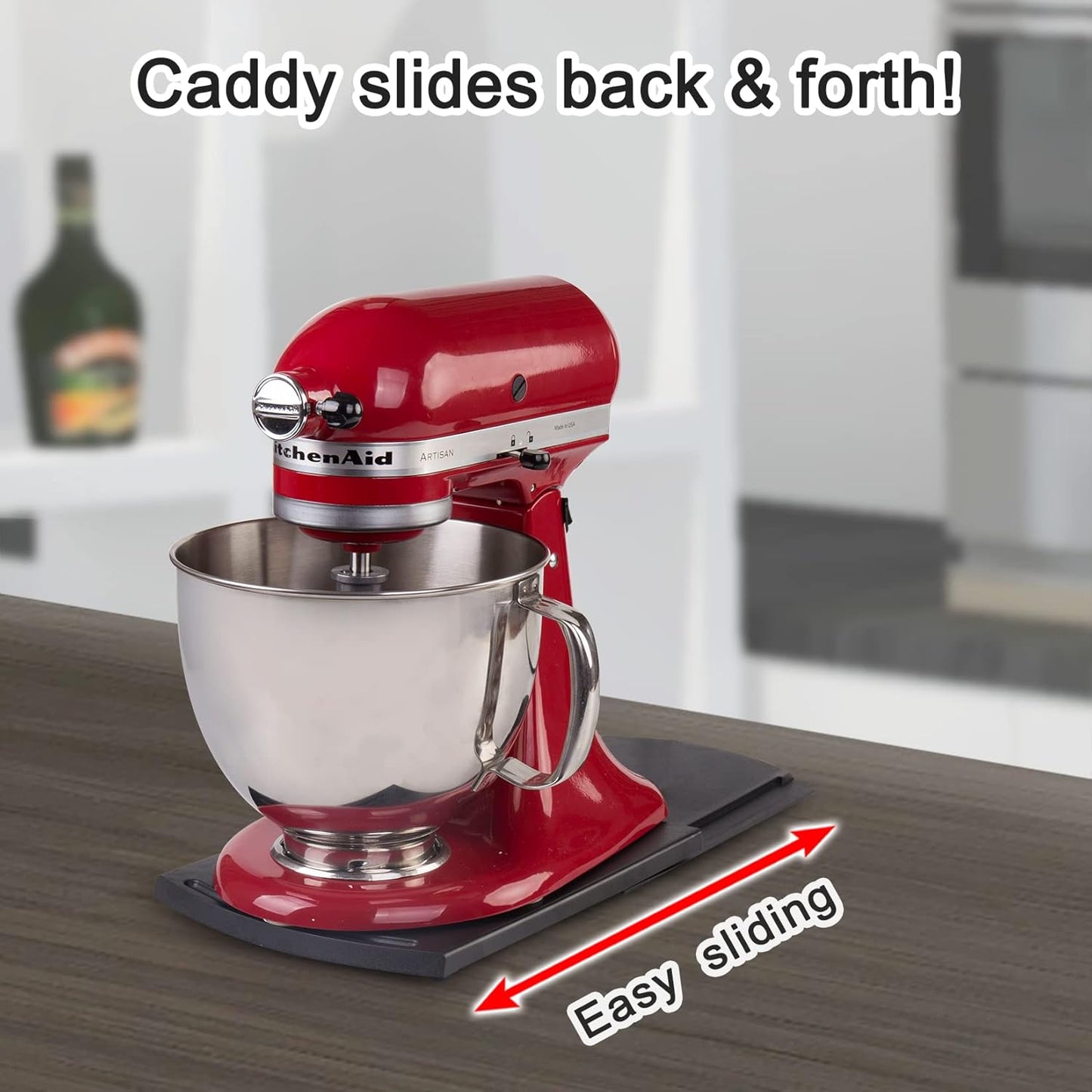Kitchen Appliance Sliding Tray with Rolling Wheels, Compatible with Coffee Maker, Mixer, Blenders, Air Fryer (3 Pack)
