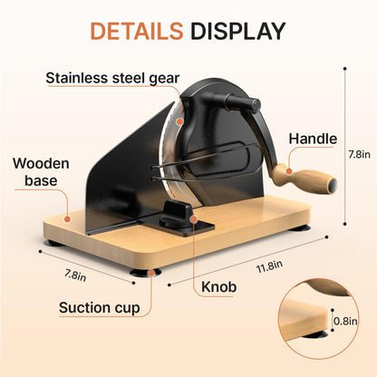 Upgraded Manual Bread Slicer for Homemade Sourdough Bread Adjustable Thickness& Evenly Slicing, Metal Guide, Hand Crank Bread Slicer with Scale Line & Suction Base,Sharp Stainless Steel Blade