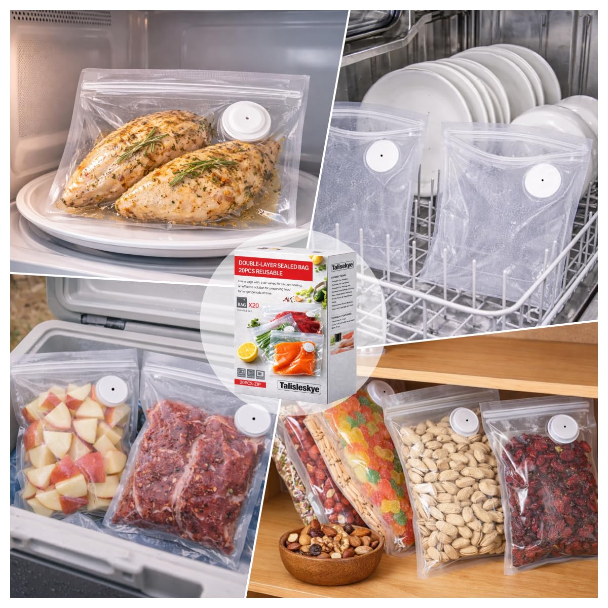 Vacuum Seal Bags,Bags for Compact Vacuum Sealer,Reusable Vacuum Sealer Bags,Small Vacuum Seal Bags (13.4 * 11.8inch) 20pcs.