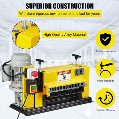 CHEINAUTO Wire Stripping Machine 0.06 inch -1.5 inch, 370w Portable Powered Wire Stripper Machine, 11 Channels 10 Blades & 65ft/minute, Automatic Wire Stripping Tool for Recycling Copper Wire
