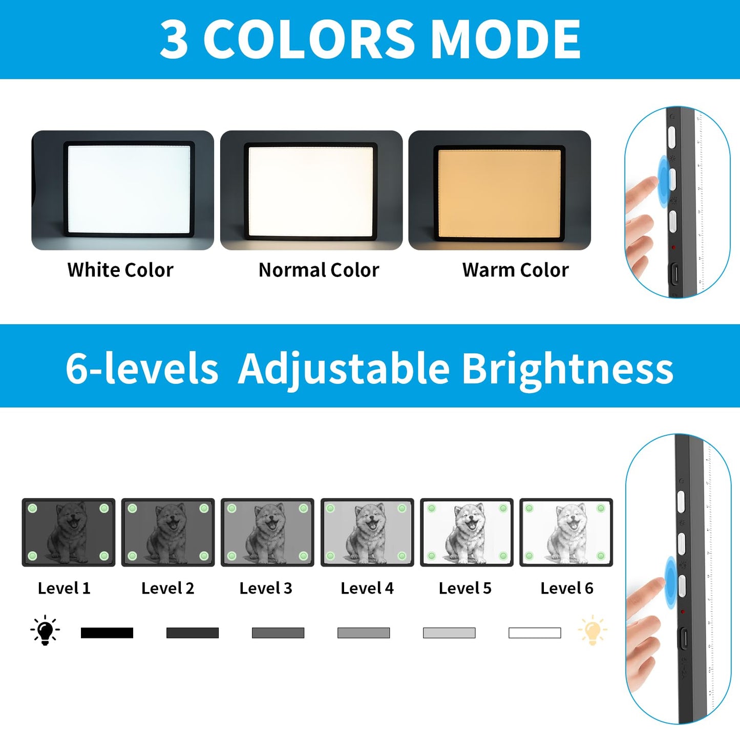 Phylosal Magnetic A4 Light Pad, Super Bright Light Box with Side Button, Diamond Art Light Board, Lightbox for Tracing and Drawing, USB Power Artcraft Light Table for Sketching, Weeding Vinyl (Black)