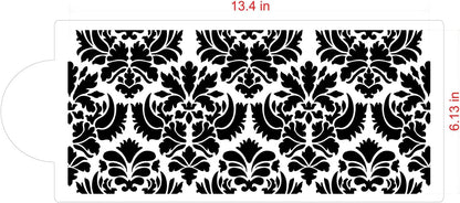 Designer Stencils C405 Damask Cake Tier, 5 Cake Stencil, Beige/semi-transparent, 3.1" x 13.5"