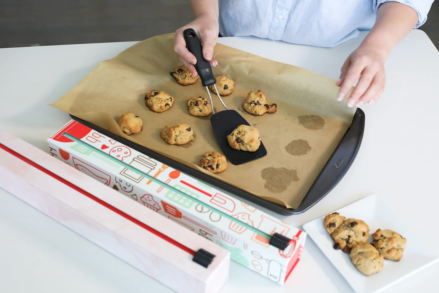ChicWrap Rose Marble Parchment Paper Dispenser - Includes 15"x 33' (42 Sq. Ft) Roll Unbleached Baking, Cooking & Culinary Paper - Reusable Dispenser w/Slide Cutter - Kosher Certified
