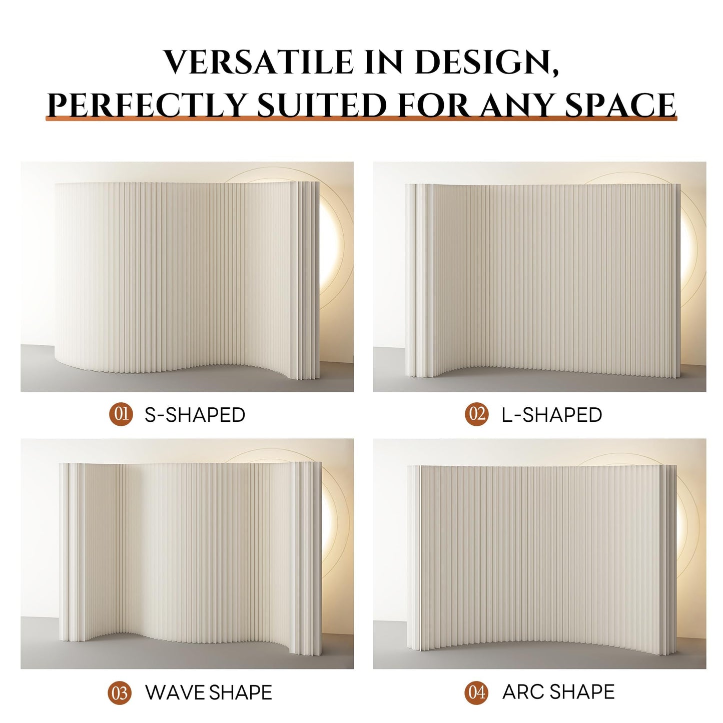 Paper Room Divider, Folding Privacy Screen Lightweight Stretchable Accordion Room Divider Wall, Portable Paper Wall Divide for Home, Office, Clothing Shop (White, L：118in x W: 17in x H：79in)