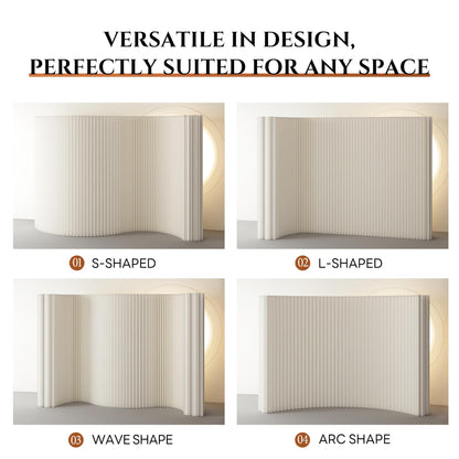 Paper Room Divider, Folding Privacy Screen Lightweight Stretchable Accordion Room Divider Wall, Portable Paper Wall Divide for Home, Office, Clothing Shop (White, L：118in x W: 17in x H：71in)