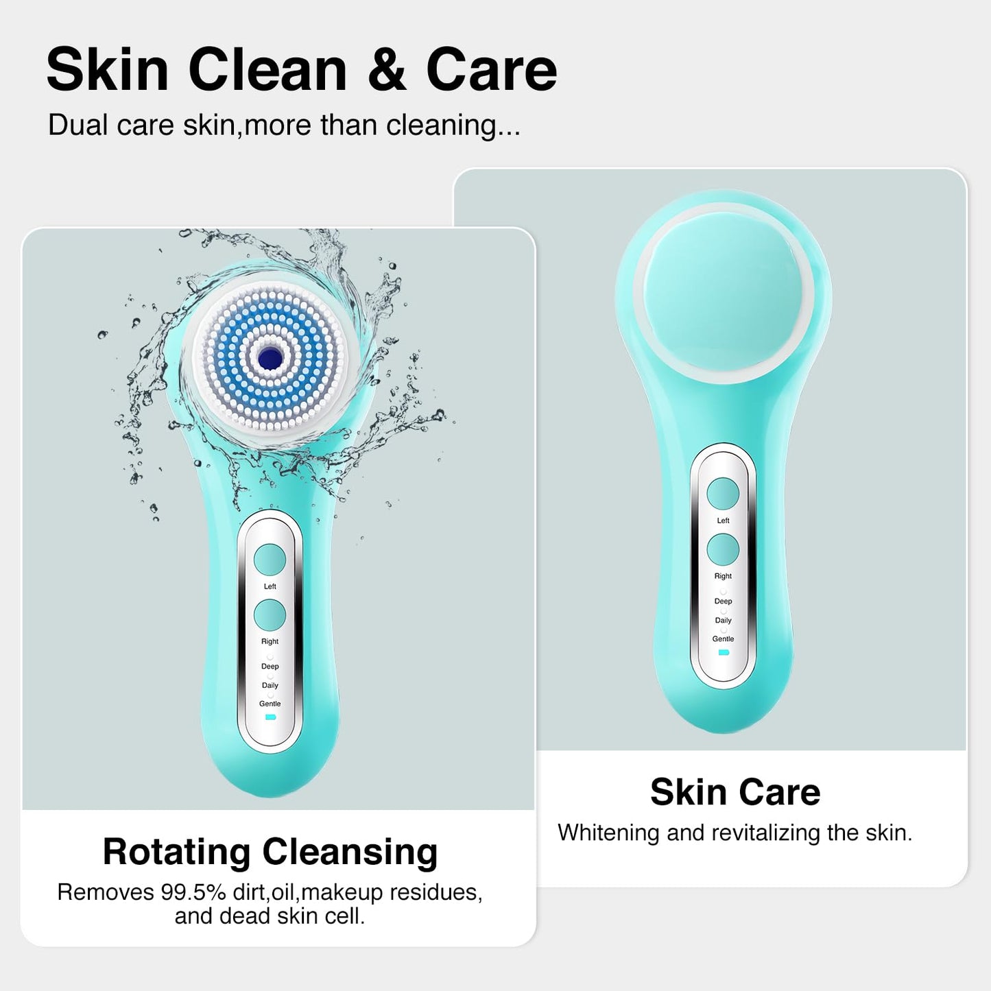 Face Scrubber Exfoliator,Facial Cleansing Brush Rechargeable IPX7 Waterproof with 5 Brush Heads,Electric Face Spin Brush for Exfoliating, Massaging and Deep Cleansing