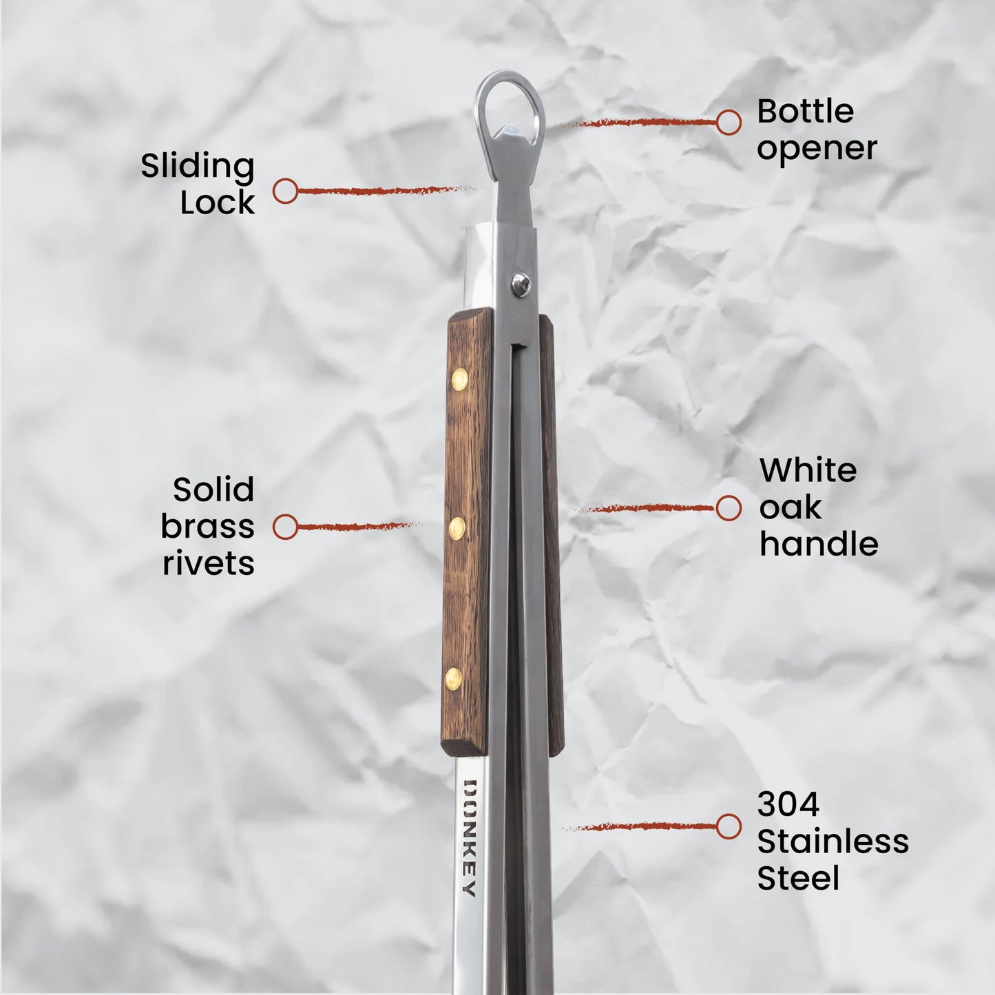 27" Heavy Duty BBQ Tongs - Extra Long Grilling tool for Outdoor Cooking, Smoking & Grilling | Handmade South African Rust Resistant Stainless Steel Meat Tongs with Wood Handles | Donkey Tong