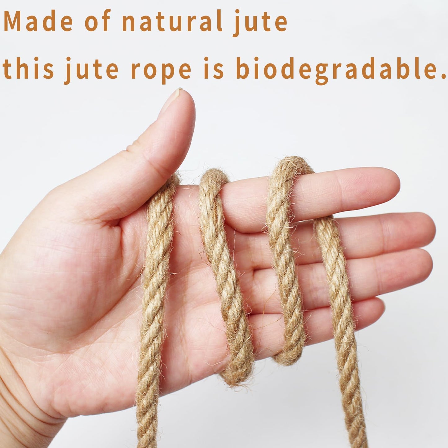 PQZKLDP Heavy-Duty Jute Rope 8mm 91Ft Natural Strong Hemp Cord Twine, Brown Decoration Hemp Rope String for Artworks, Cat Scratcher, Gardening, Bundling, Home Decorating PQ202