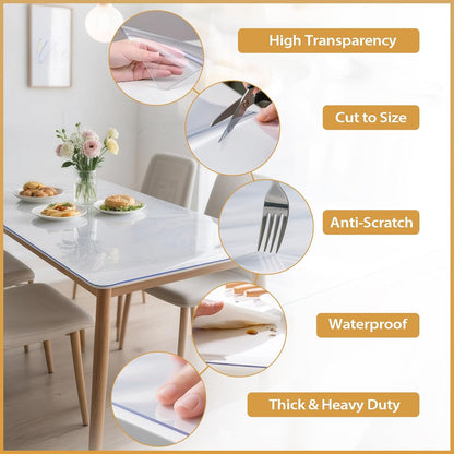 24 36 Inch, 1.4mm Clear Table Protector x Thick Waterproof PVC Plastic Table Cover, Durable Table Pad for Dining Room