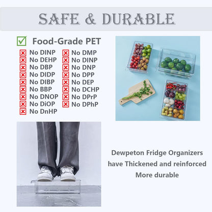 Large Capacity Refrigerator Organizer Bins, Clear Plastic Egg Holder Tray, Home Essentials Storage Box