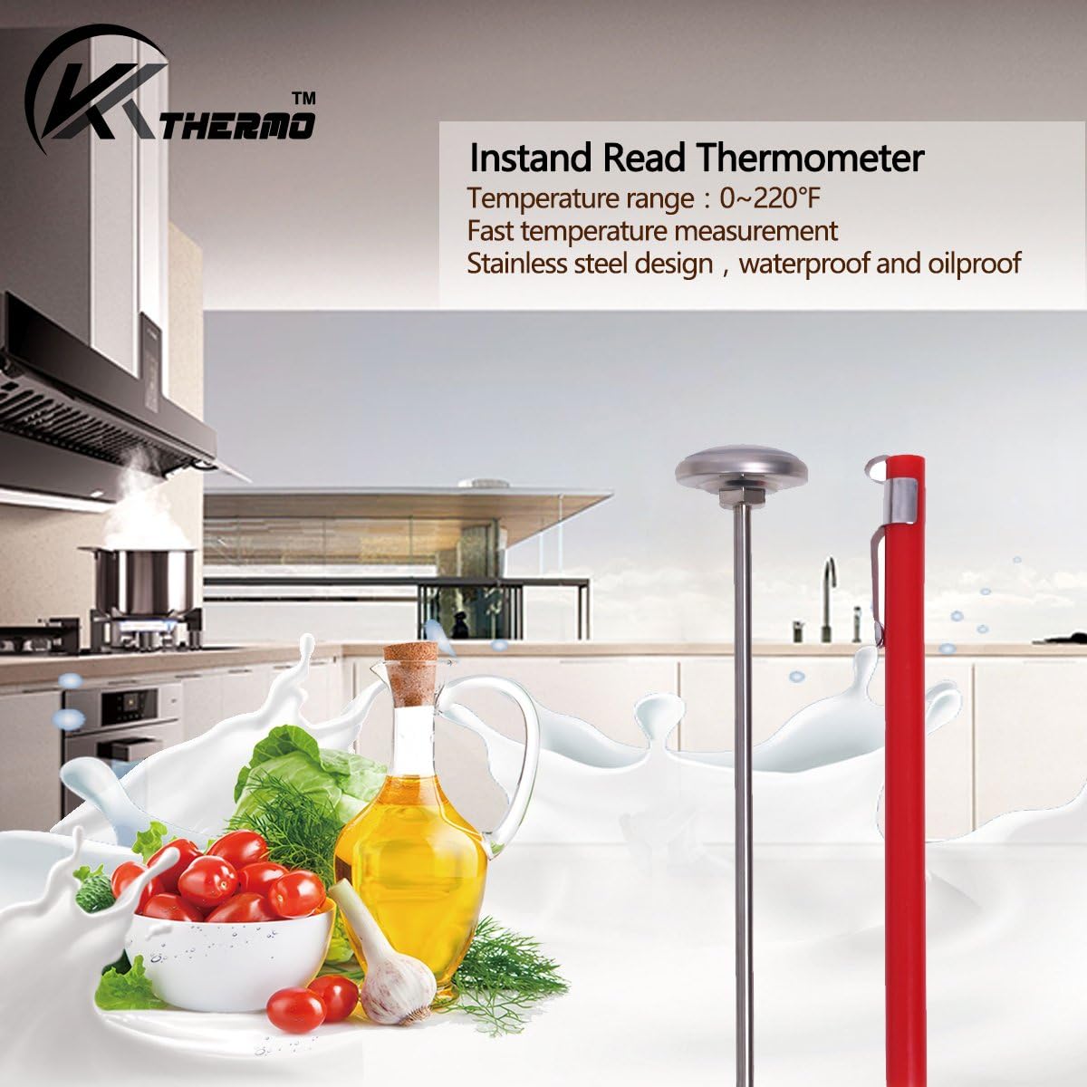 KT THERMO Instant Read 1-Inch Dial Thermometer (2-Pack), Best for Coffee Drinks, Chocolate Milk Foam
