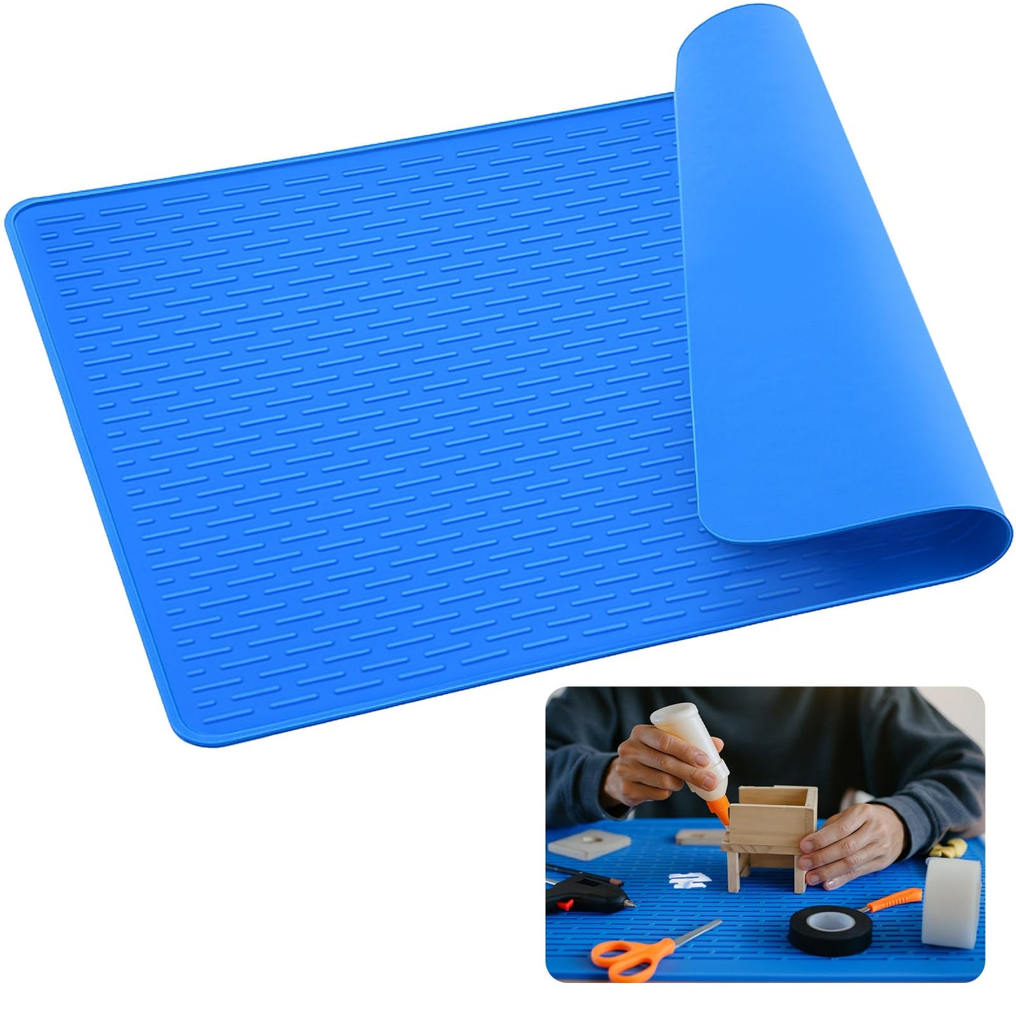 Breling 30"x20" Large Silicone Glue Mat, Thick 3.2mm, Heat Resistant Mat for Crafts, Projects, Tabletop - Easy to Clean Silicone Mats, Non-slip Surface - Rolls up for Convenient Storage