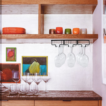 Wtiujhg Wine Glass Rack, 2 Pack Under Cabinet Stemware Rack Wine Glass Holder, 3 Rows Black Metal Wine Glass Storage Hanger Under Shelf for Cabinet Kitchen BarWtiujhg Wine Glass Rack, 2 Pack Under Cabinet Stemware Rack Wine Glass Holder, 3 Rows Black Meta