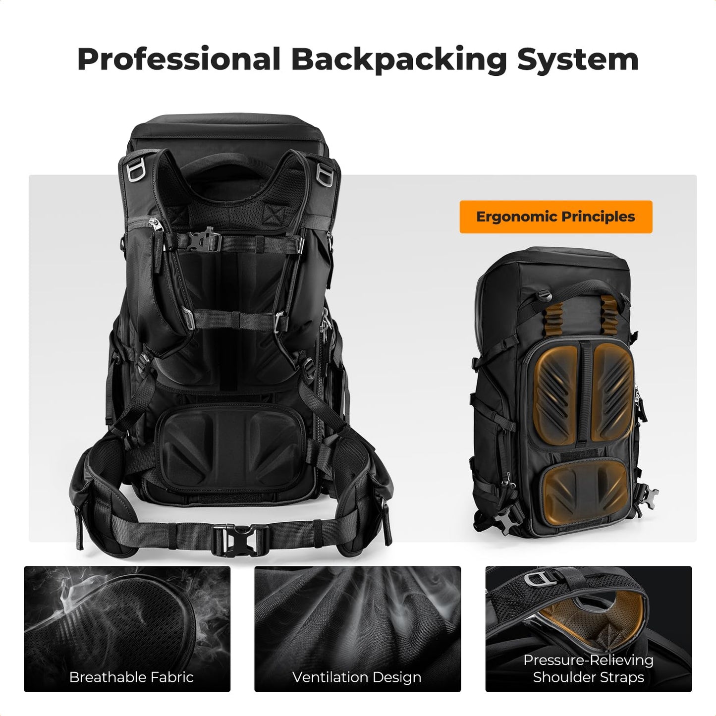 K&F CONCEPT Camera Backpack, 40L Large Capacity Camera Bag, Waterproof DSLR Camera Back Pack, Extra Large Photography Bag Backpack