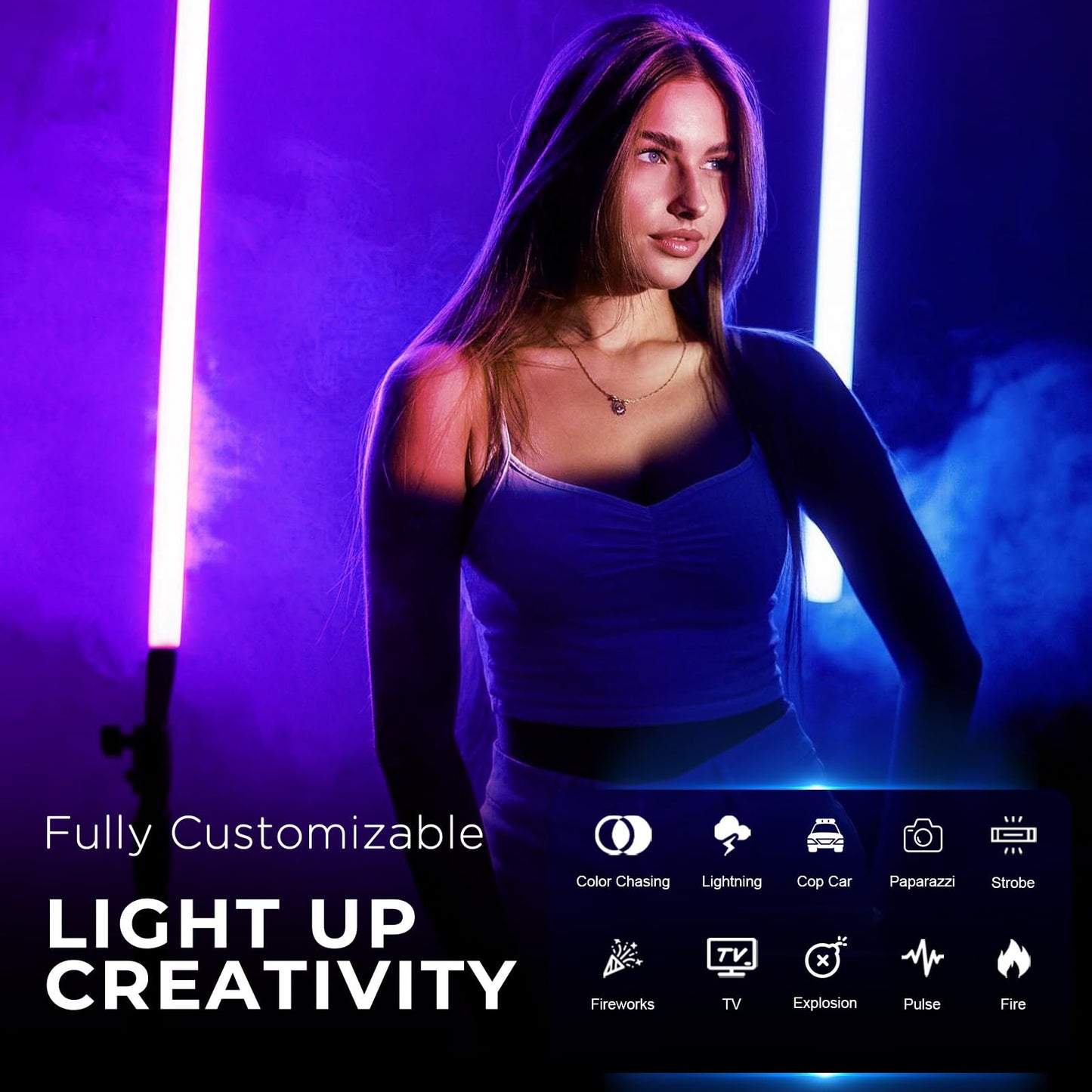 Mettlelite TLX4C RGB Tube Light, Full Color RGBWW LED Video Light Stick with APP DMX Control, 4ft 2800K-8000K, Customizable Light Effects, Rechargeable, CRI97+ TLCI98+ for Studio Photography Video