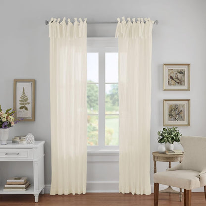 Elrene Home Fashions Jolie Crushed Semi-Sheer Window Curtain, 52" x 84", Adjustable Tie-Top