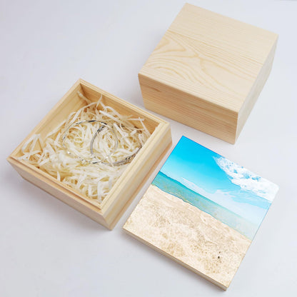 MY MIRONEY 2Pcs Wooden Unfinished Storage Box with Top Lid 4.72" x 4.72" Square Wooden Pine Box DIY Craft Stash Boxes Gift Box for Arts Hobbies and Home Storage